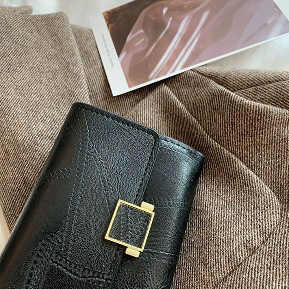Portefeuille court en cuir vintage pour femme, petit sac à main, mini porte-cartes multi-cartes, porte-monnaie, pochette multifonctionnelle, mode féminine
