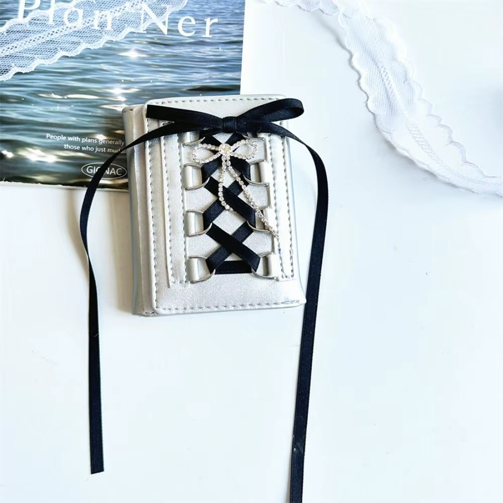 Portefeuille en argent doux Y2K pour femmes et filles