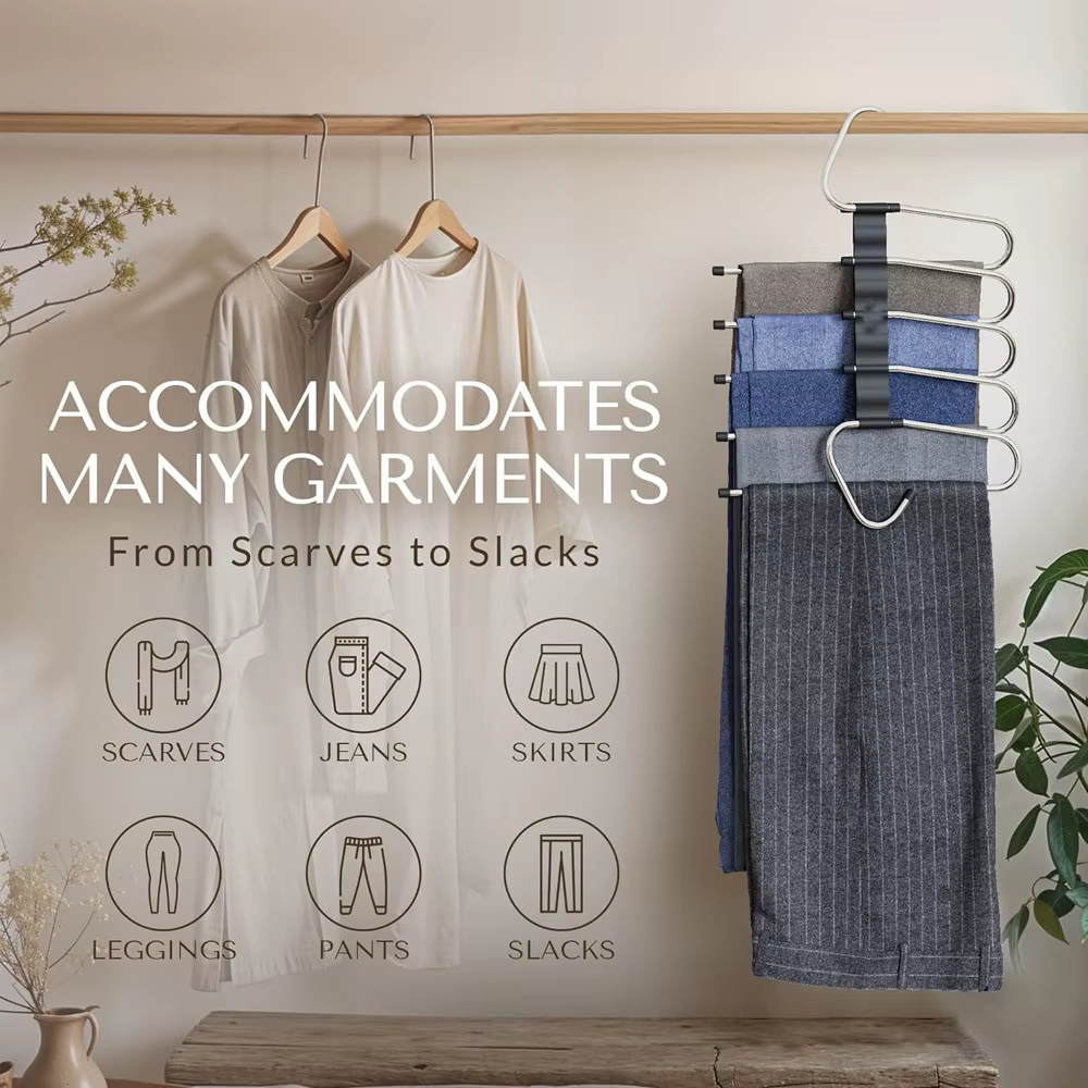 Cintres pour pantalons, gain de place, multicouches, gain de place, porte-vêtements multifonctionnel pour le rangement du placard