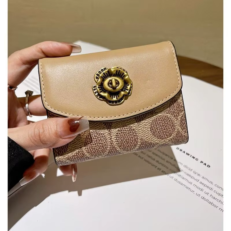 Portefeuille de rangement multifonctionnel haut de gamme en cuir de camélia