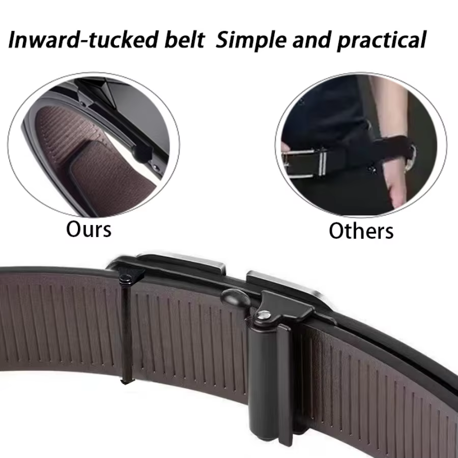 Ceinture noire à boucle automatique pour hommes