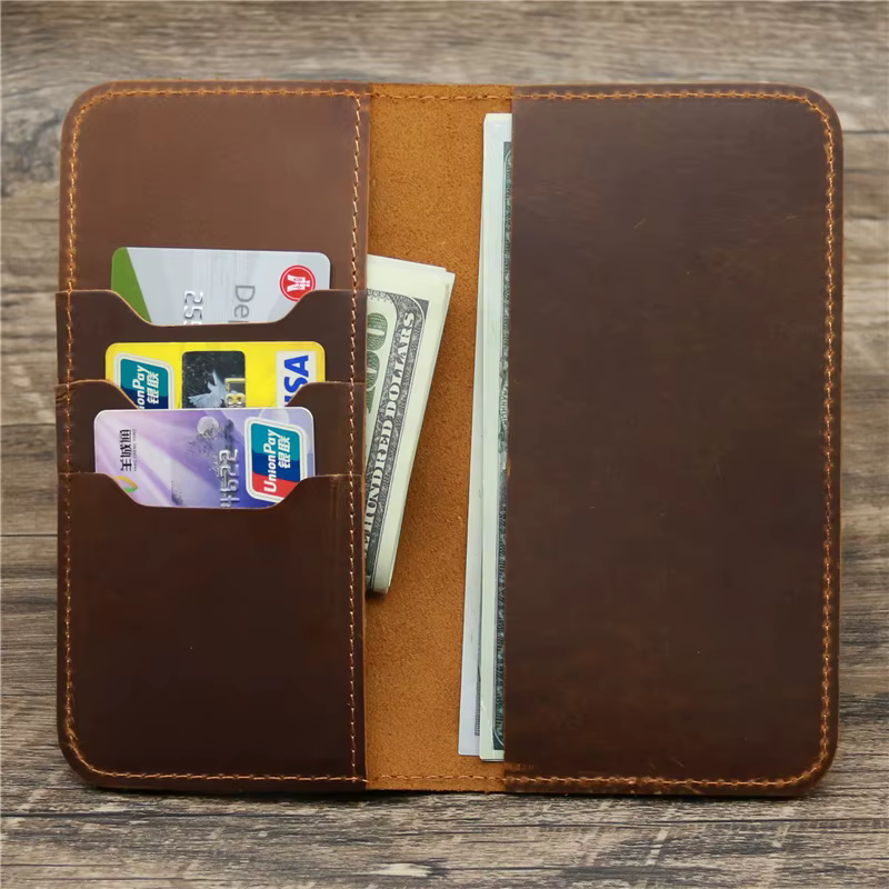 Meilleur portefeuille personnalisé en cuir véritable pour hommes avec porte- chéquier Long