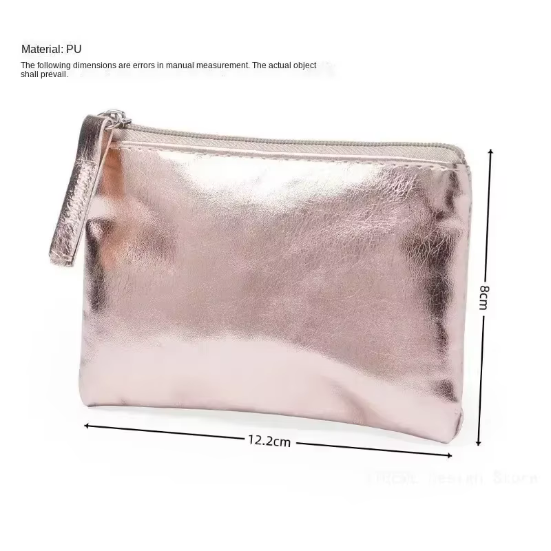 Argent or PU cuir porte-monnaie portefeuille Simple mode étanche sac à monnaie Portable porte-carte clé pièce écouteur pochette