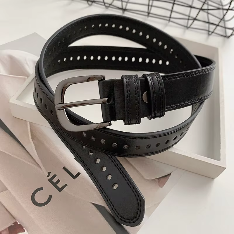 RICYGVM jean pantalon ceinture pour femmes trou complet en cuir ceintures mode Simple boucle ardillon