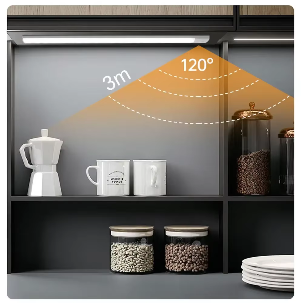 Barre lumineuse LED avec capteur de mouvement, Rechargeable par USB, veilleuse pour cuisine, garde-robe, éclairage d'armoire, 30cm/40cm/50cm