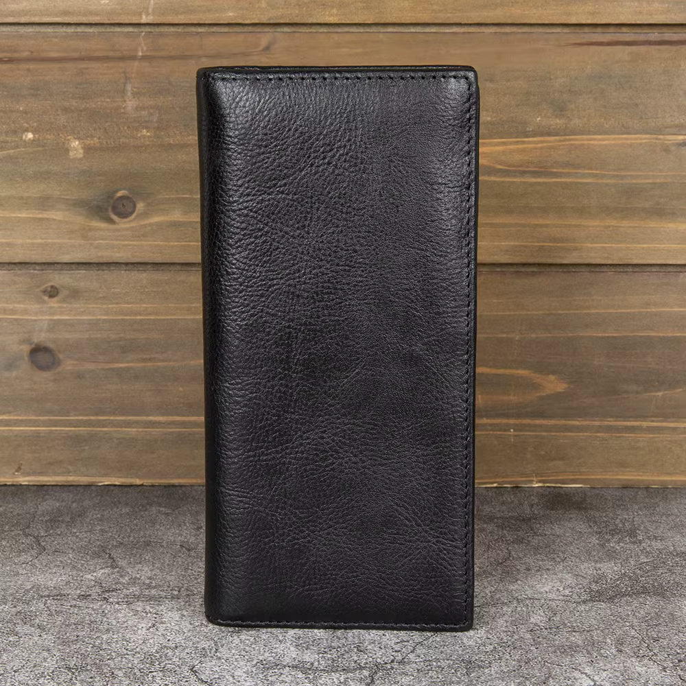 Portefeuille long en cuir tanné végétal pour homme
