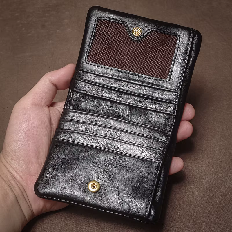 GURO rétro en cuir véritable court portefeuille hommes et femmes à deux volets pince à billets porte-carte de crédit avec fermeture éclair poche pour monnaie petit sac à main