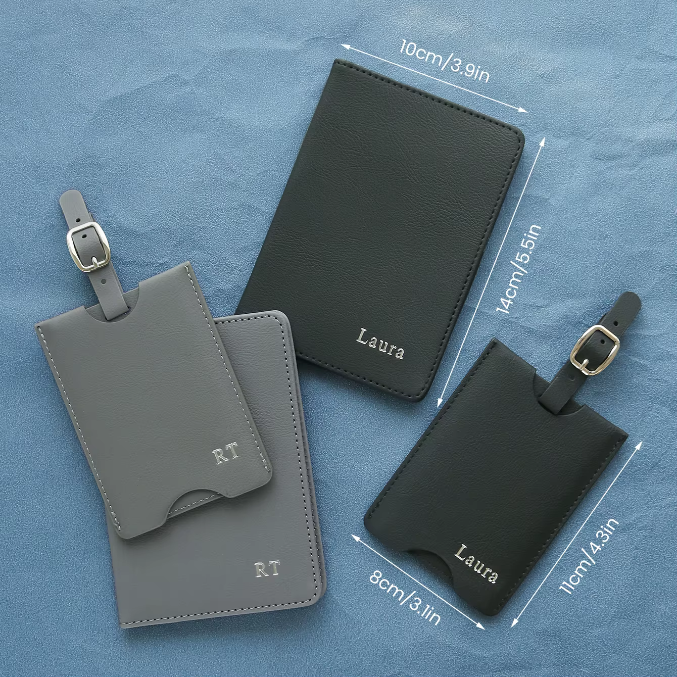 Ensemble porte-passeport et étiquette de bagage personnalisés