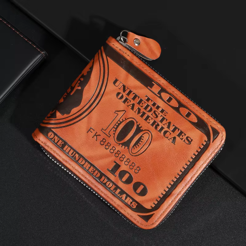 Portefeuille en cuir pour hommes à la mode avec un dollar américain – Espace et élégant avec porte-carte photo pour un usage quotidien