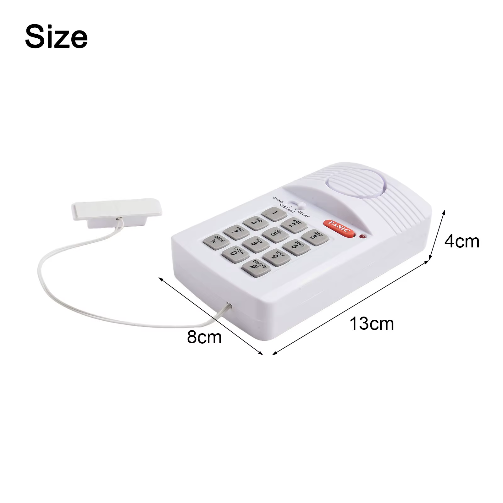 Alarme de porte sans fil 13*8*4CM, installation facile, système d'alarme sans fil, connectivité sans fil, fonction de contrôle par clavier