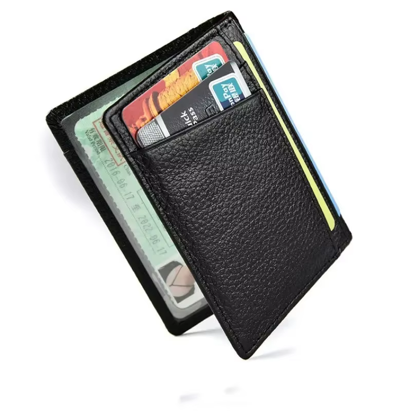 Portefeuille souple Super mince 100% cuir véritable, Mini portefeuille pour cartes de crédit, porte-cartes pour hommes, portefeuille fin et petit
