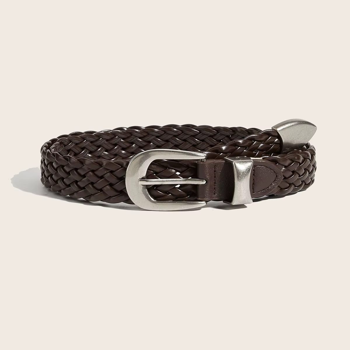 Ceinture tressée style punk sans perforation pour hommes et femmes