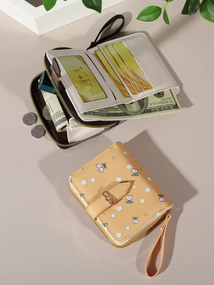 Porte-carte de crédit à motifs de fleurs pour femmes ou hommes