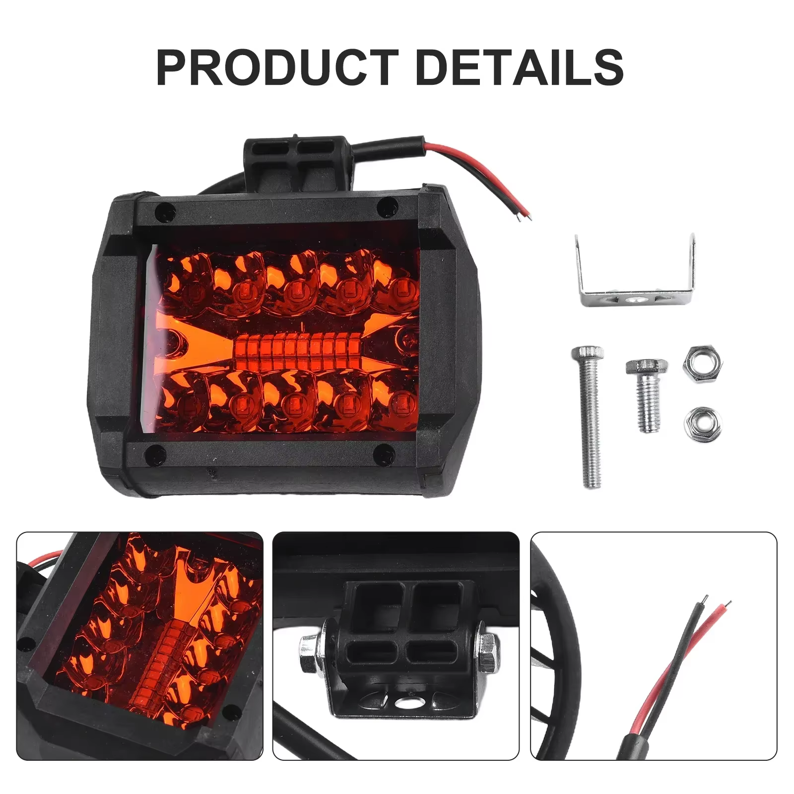 Barre lumineuse de travail LED pour voiture 4x4, 9-32V, 60W, projecteurs étanches, lumières de sauna, antibrouillard rouge pour SUV, RL, véhicules tout-terrain