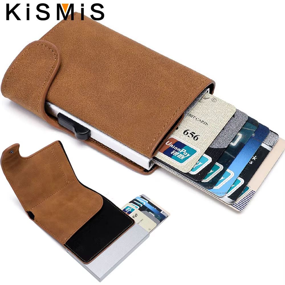 KISMIS PU cuir carte de crédit portefeuille hommes porte-cartes de visite mince minimaliste