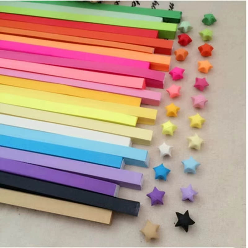 Origami Lucky Star rubans couleurs bandes papier pliant Kit Lucky Wish étoile décoration souhaitant étoile pour les enfants (couleur aléatoire)