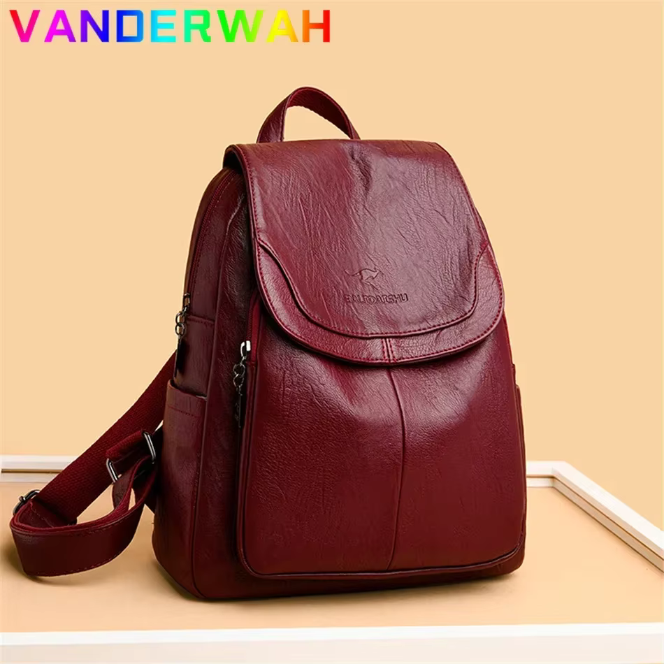 Sac à dos en cuir véritable pour femme