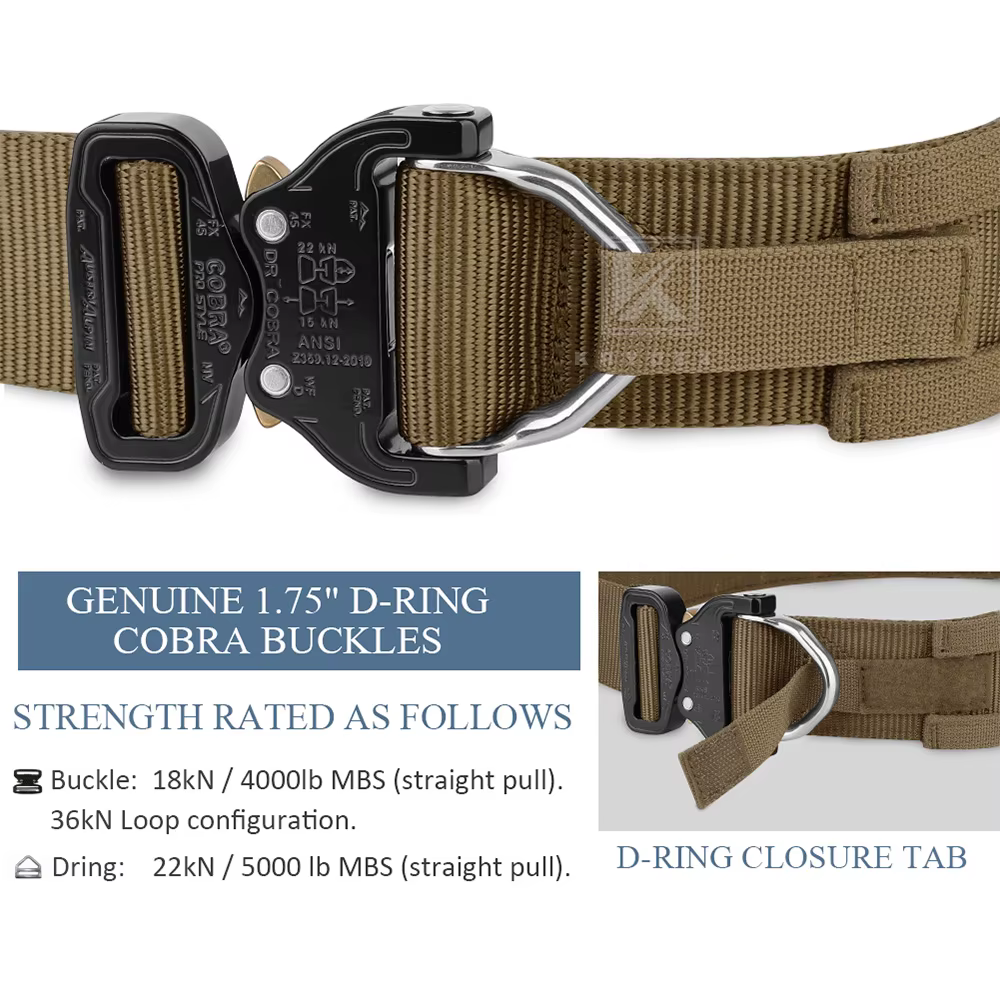KRYDEX ceinture tactique originale Cobra boucle Rigger hommes MOLLE ceinture 1.75 "intérieur 2" extérieur robuste gamme ceintures pour la chasse en plein air