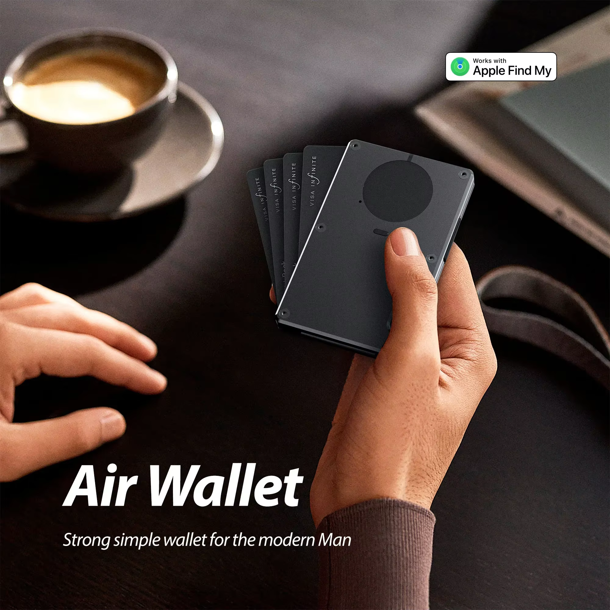 Portefeuille intelligent mince avec application Apple Find My
