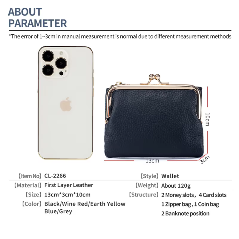Portefeuille en cuir véritable Kd'appareils Lock pour femme