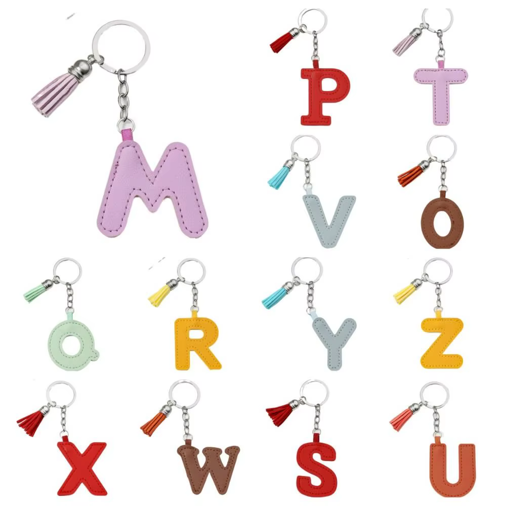Organisateur de clés PU 26 lettre porte-clés gland taille boucle Alphabet voiture clé
