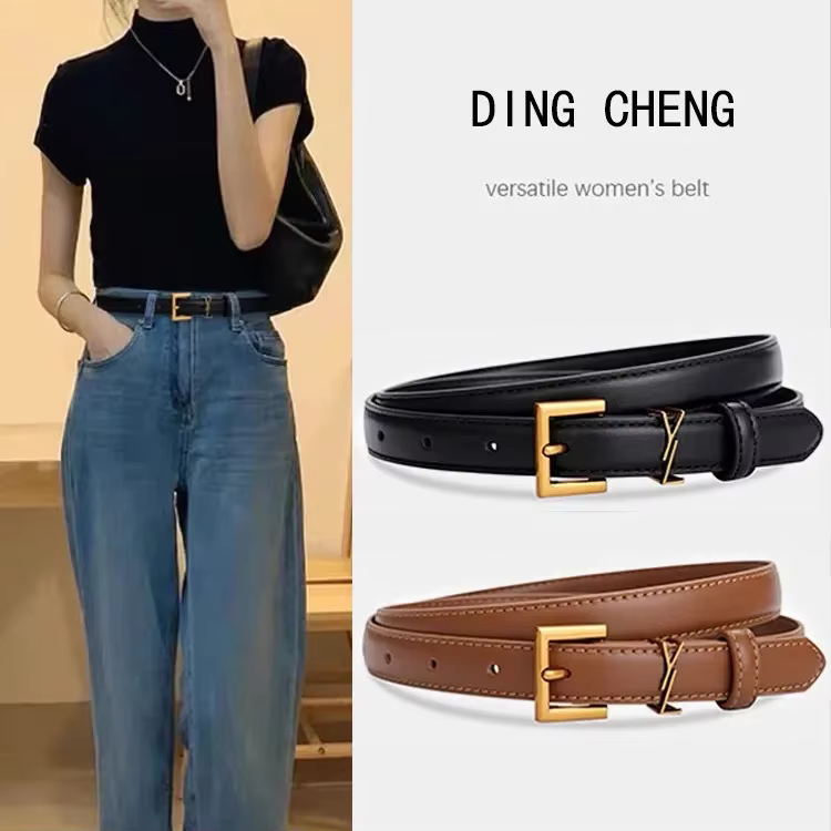 Ceinture en cuir noir Simple à la mode pour femmes