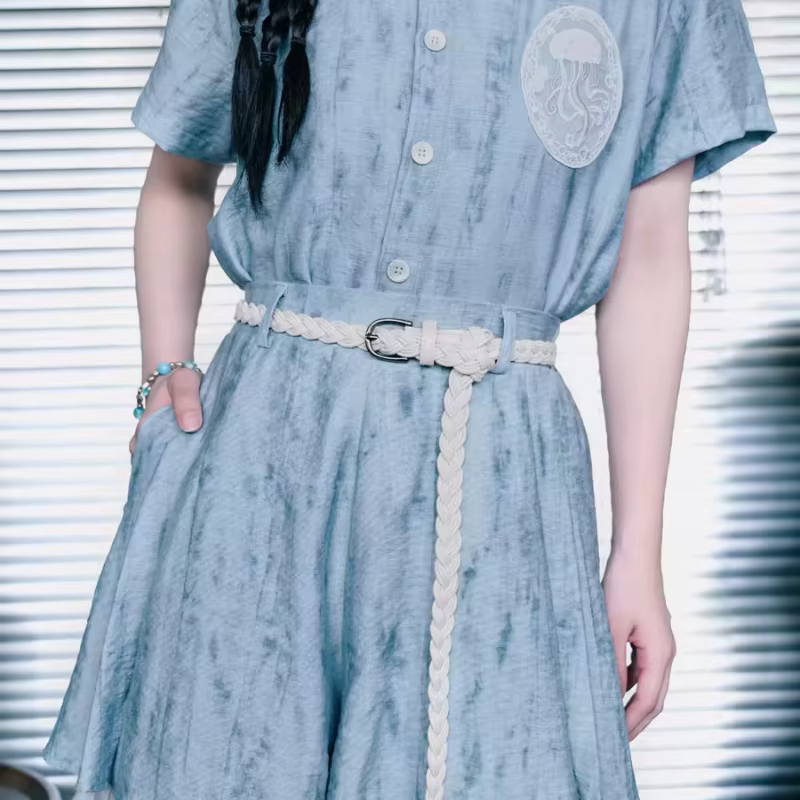 Ceinture fine tressée rétro vintage pour femme