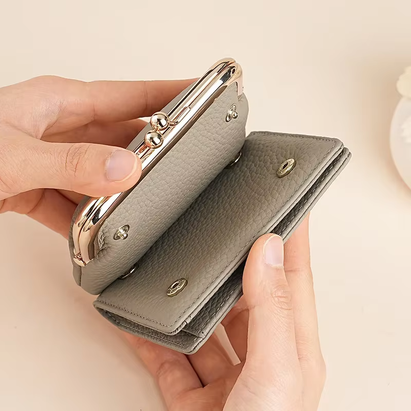 Portefeuille en cuir véritable pour femme