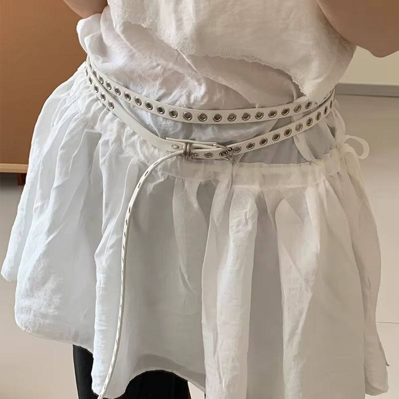 Ceinture de taille en cuir PU avec œillets à rivets
