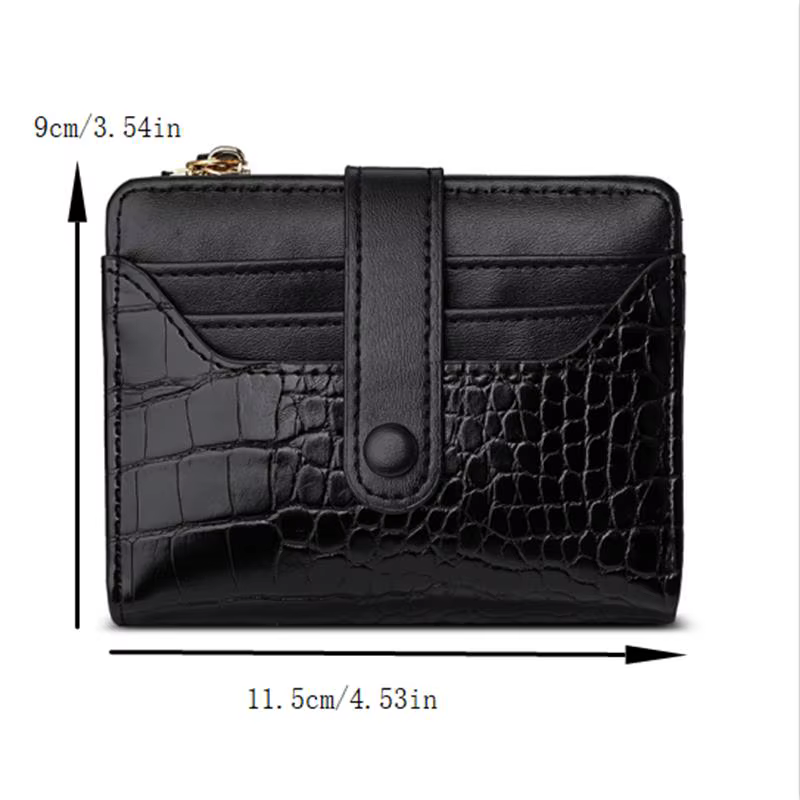 Fentes multi-cartes femmes court portefeuille mode cuir PU couleur unie fermeture éclair pochette Crocodile imprimé étanche carte sac porte-monnaie