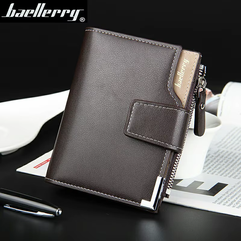 Baellerry court luxe hommes portefeuilles fermeture éclair monnaie poche porte-carte homme portefeuille pochette