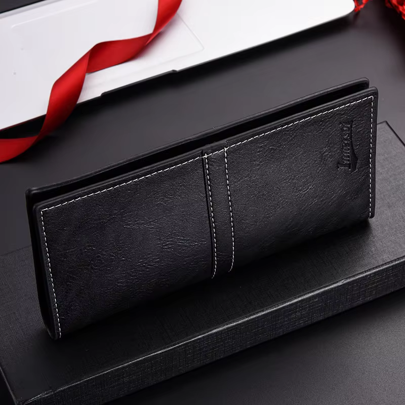 Portefeuille en cuir pour hommes porte-carte d'identité sac à main chéquier longue pochette à deux volets sac d'argent d'affaires homme portefeuilles Cartera Hombre Carteras