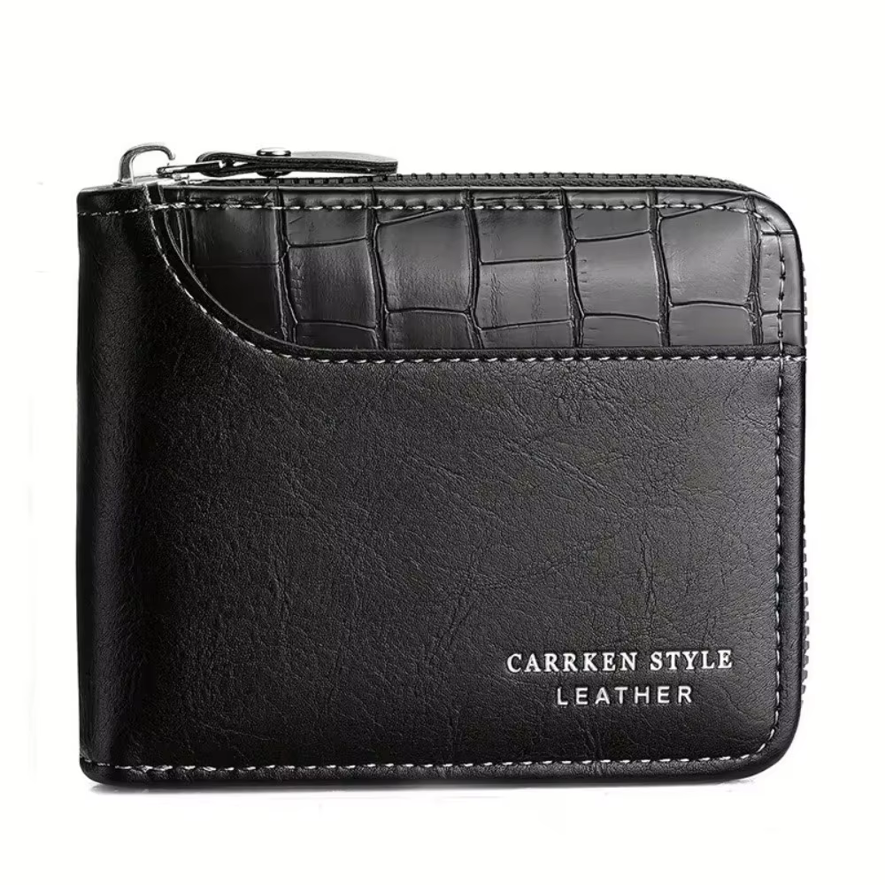 Nouveau portefeuille en cuir PU pour hommes fermeture éclair luxe
