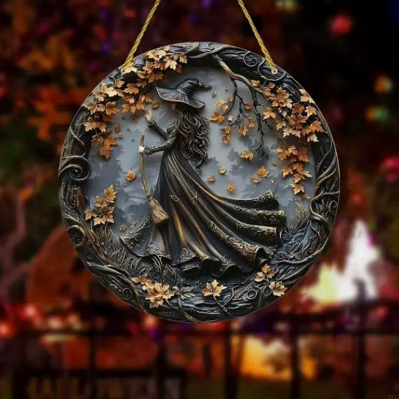Halloween Wooden Porch Decoration Witch Match Porte d'entrée Porte suspension pour les festivals fête intérieure b03e