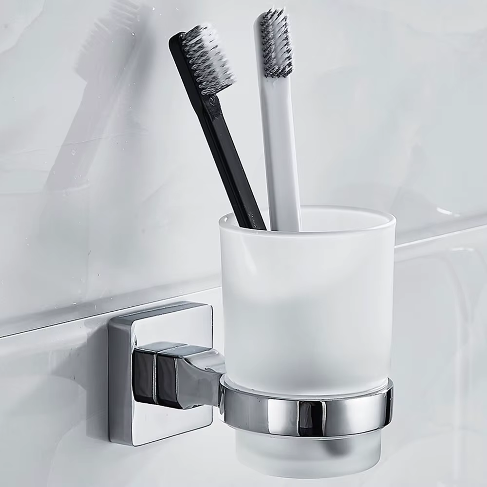 Salle de bain moderne mural porte-brosse à dents verre tasse gobelet cadre salle de bain rangement organisateur brosse à dents tasse outils salle de bain