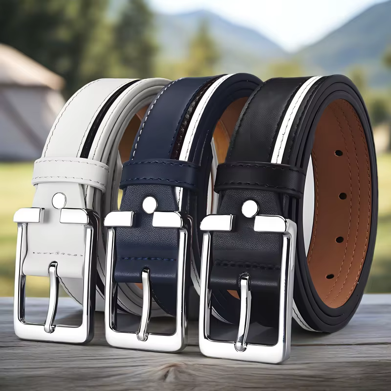 Ceinture élégante et polyvalente, disponible en blanc/bleu/noir. Cadeau idéal pour la famille et les amis, parfait pour Noël et Thanksgiving.