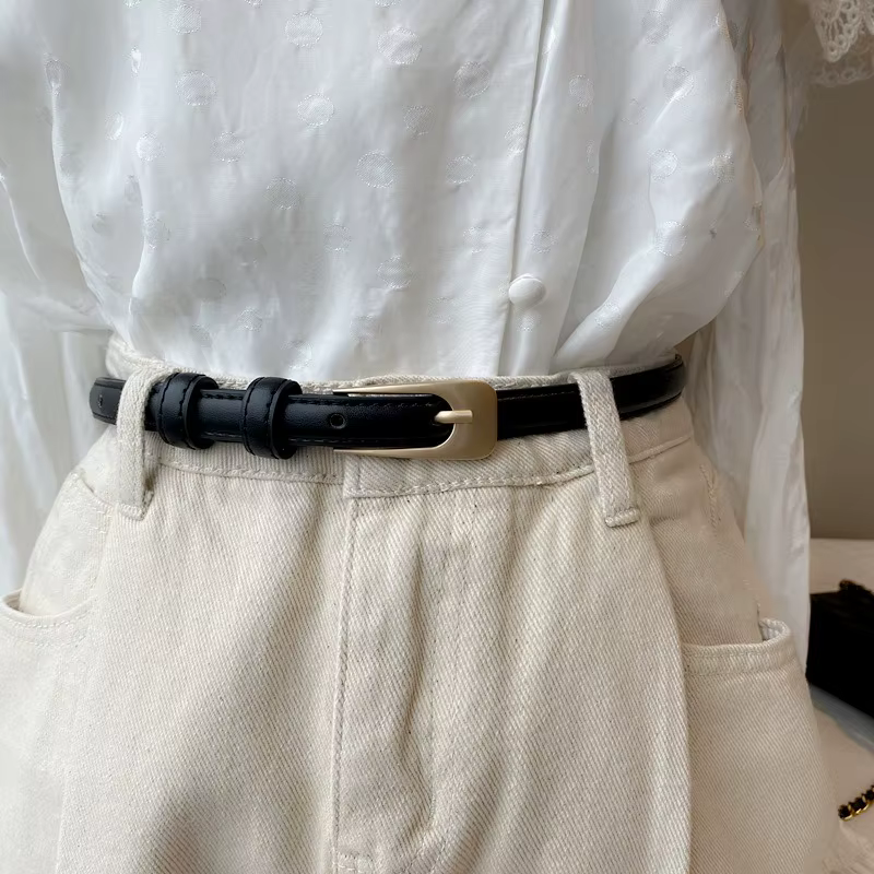 Ceinture fine polyvalente pour femme en cuir PU de haute qualité, idéale pour les jeans décontractés, ceinture fine vintage pour femme