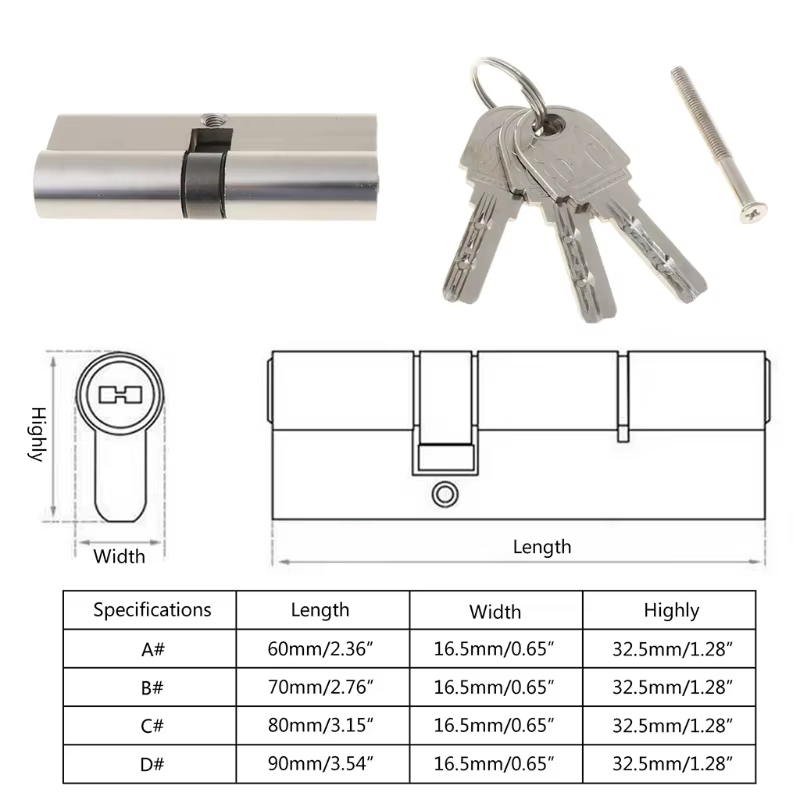 Serrure de porte d'entrée à clé, ensemble de serrures à cylindre avec 3 clés, serrure de porte d'entrée antivol, cylindre de serrure ouvert unique pour la maison
