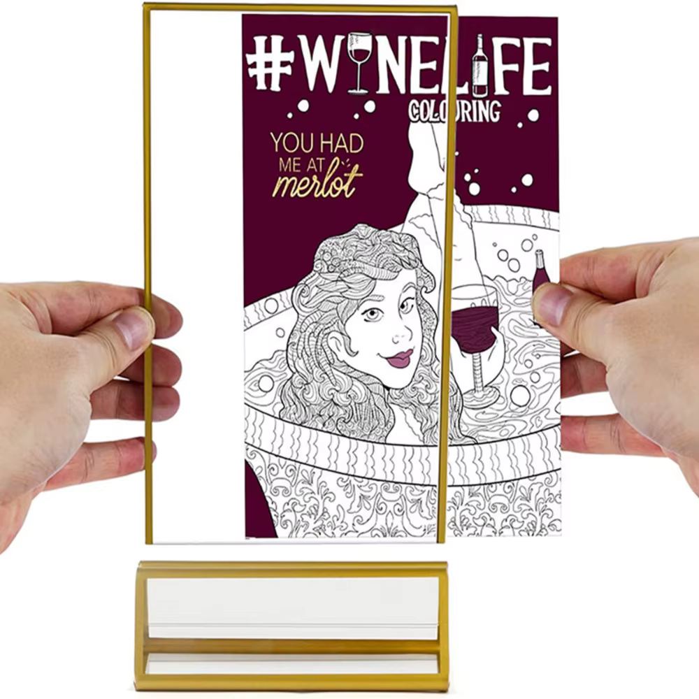 Support de panneau de Table transparent en acrylique, support de Menu de Restaurant, cadre en papier Photo, bordure dorée, Table de mariage, support de numéro de lieu