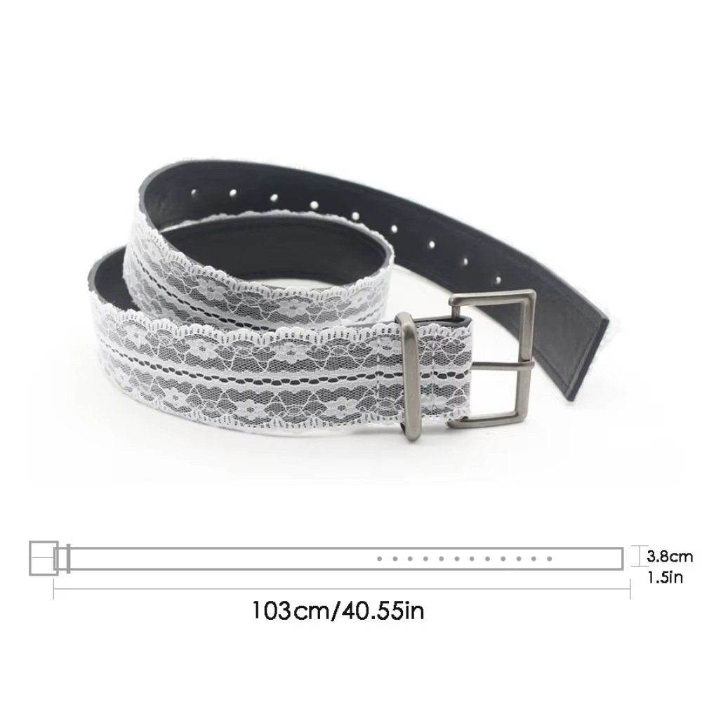 Belle ceinture de taille en dentelle en cuir blanc à fleurs