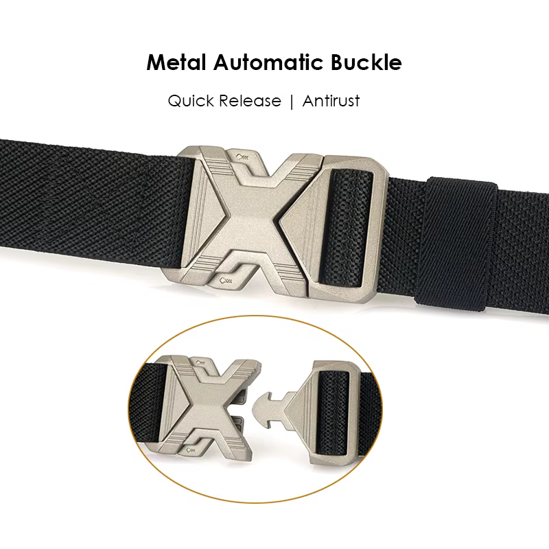 KOLBER Nouvelle Ceinture Élastique Argentée Pour Hommes Boucle En Métal À Dégagement Rapide 3.4cm