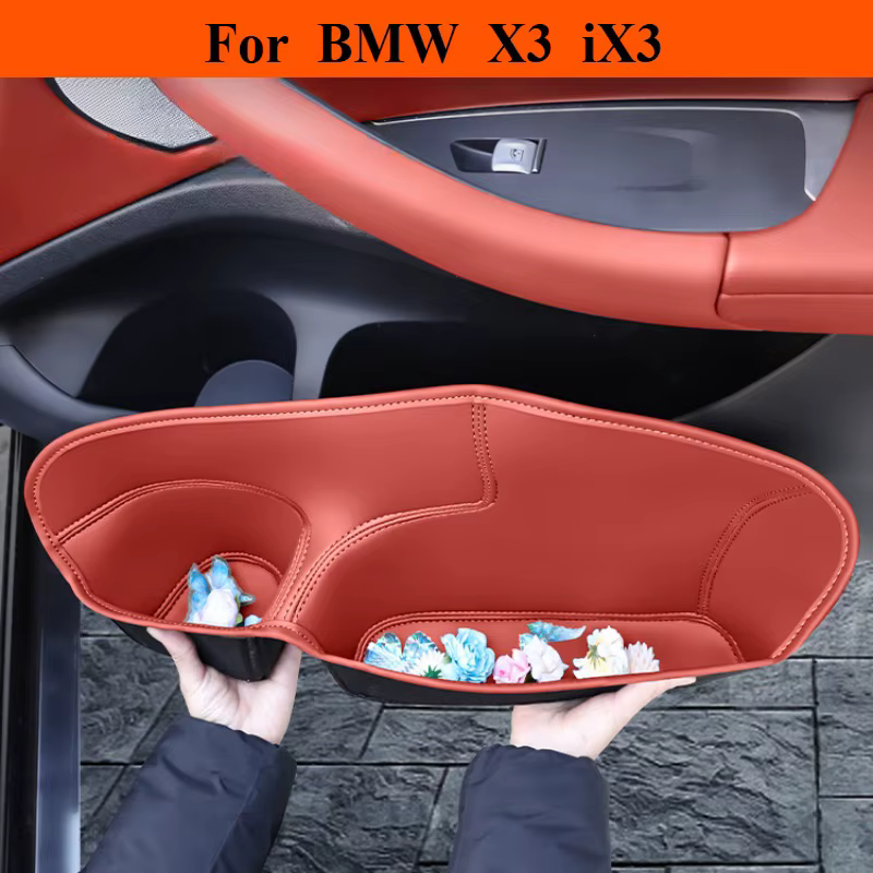 Boîte de rangement pour fente de porte de voiture, pour BMW X3 iX3 2018 – 2025, couvercle de protection en cuir, boîte à gants, baril de rangement, accessoires d'intérieur