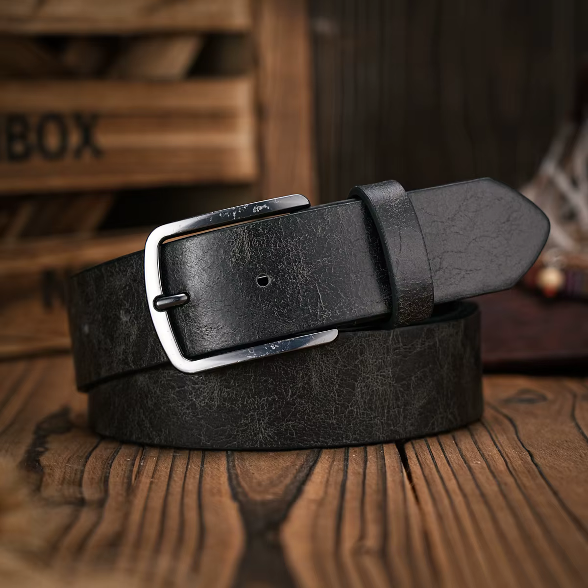 Ceinture en PU marron de style décontracté avec boucle en métal rétro pour homme et femme
