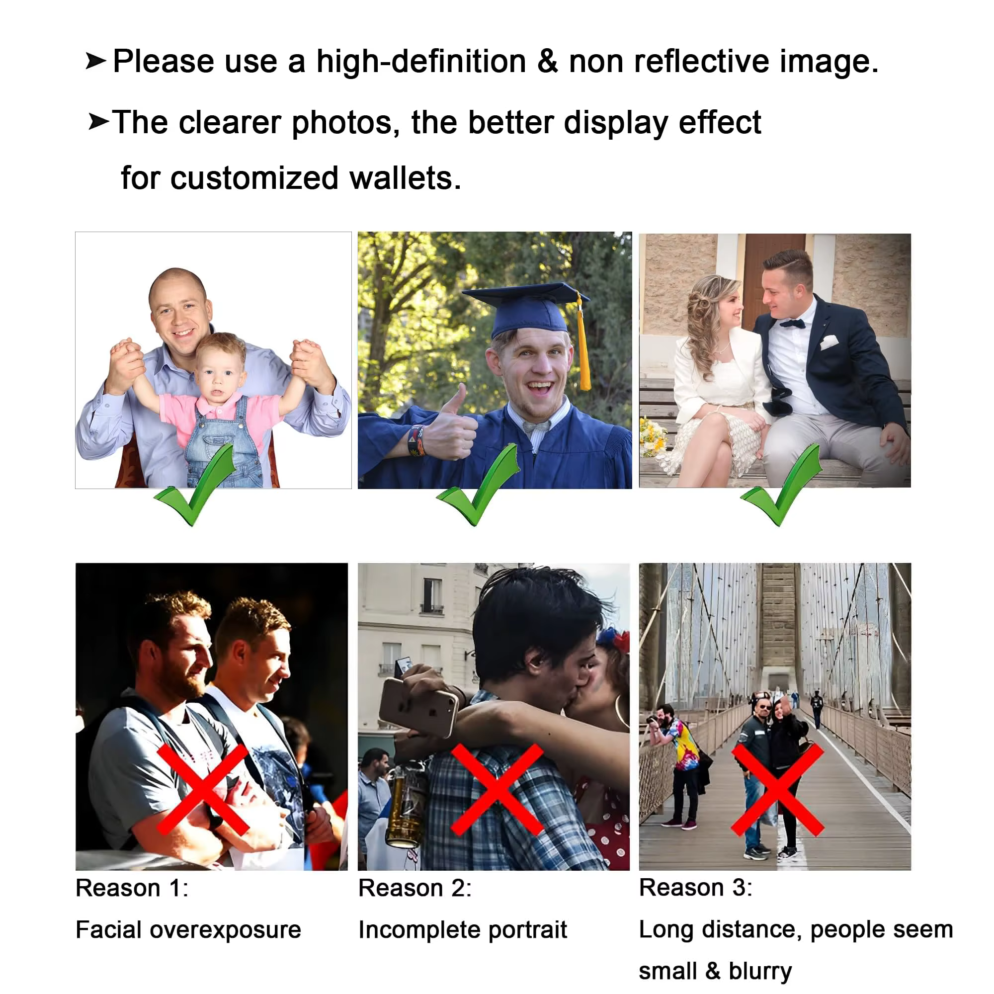 Portefeuille photo personnalisé pour hommes, image et texte gravés, cadeau de fête des pères, poche pour pièces de monnaie à fermeture éclair |   Meilleur cadeau de Noël pour mari/pai