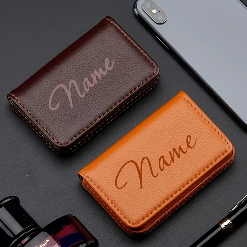 Porte-cartes de visite en cuir PU personnalisé avec fermeture magnétique