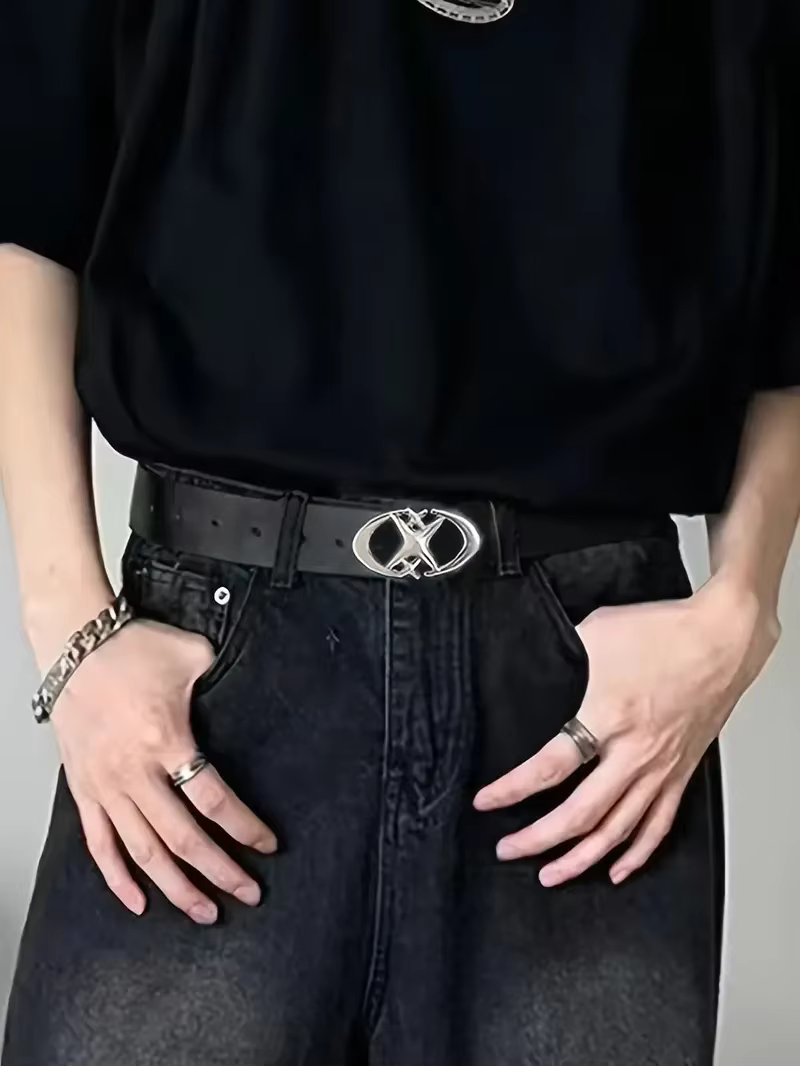 Ceinture élégante à boucle métallique croisée ovale – Durable