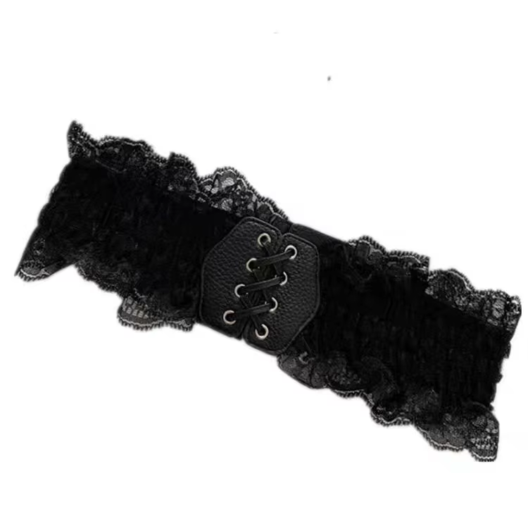 Ceinture élastique en dentelle rétro pour femmes