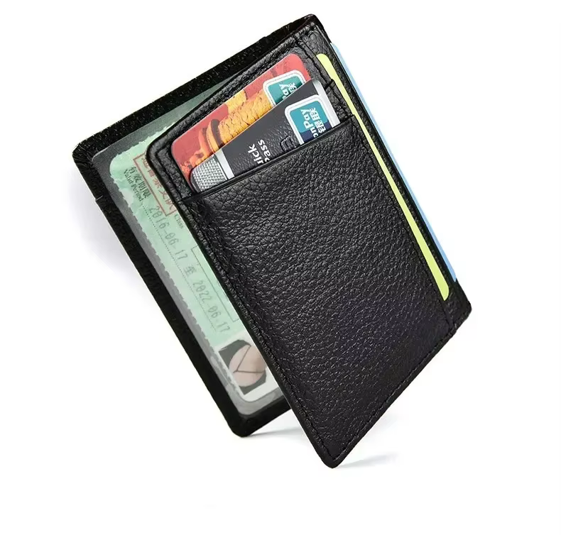 Portefeuille souple Super mince 100% cuir véritable, Mini portefeuille pour cartes de crédit, porte-cartes pour hommes, portefeuille fin et petit