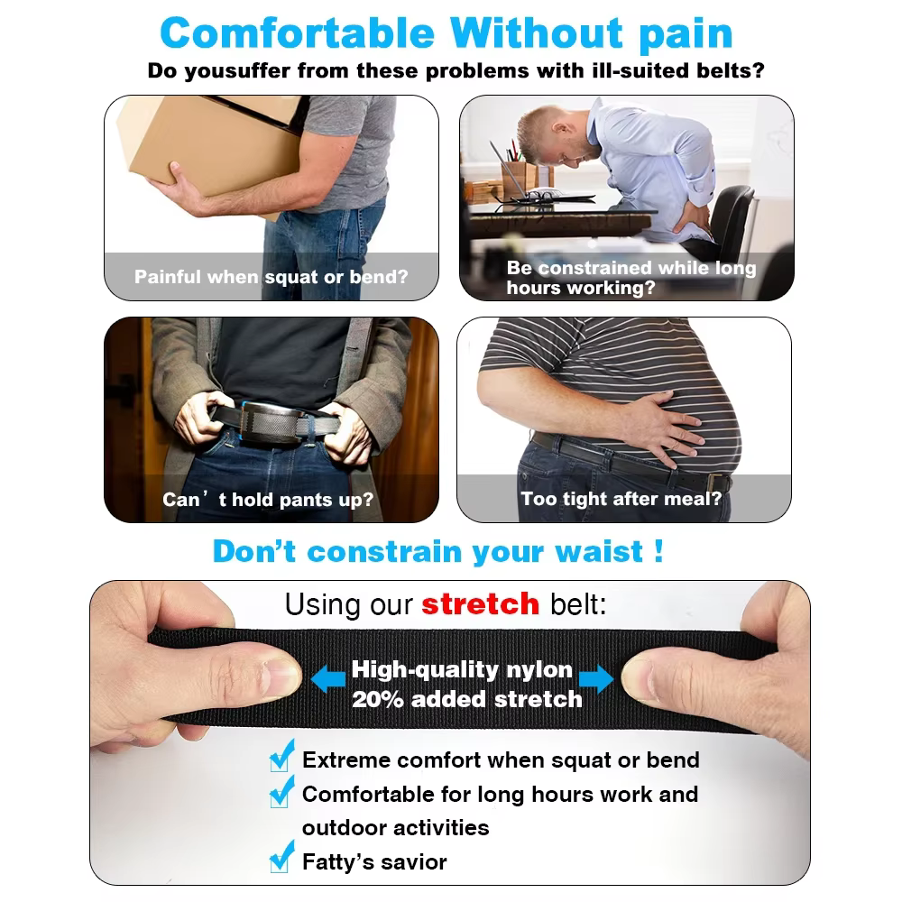 Ceinture élastique en métal pour hommes