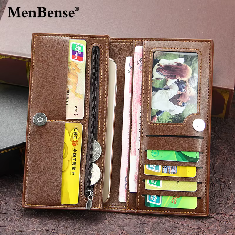Portefeuille pour hommes longue mode plusieurs fentes pour cartes